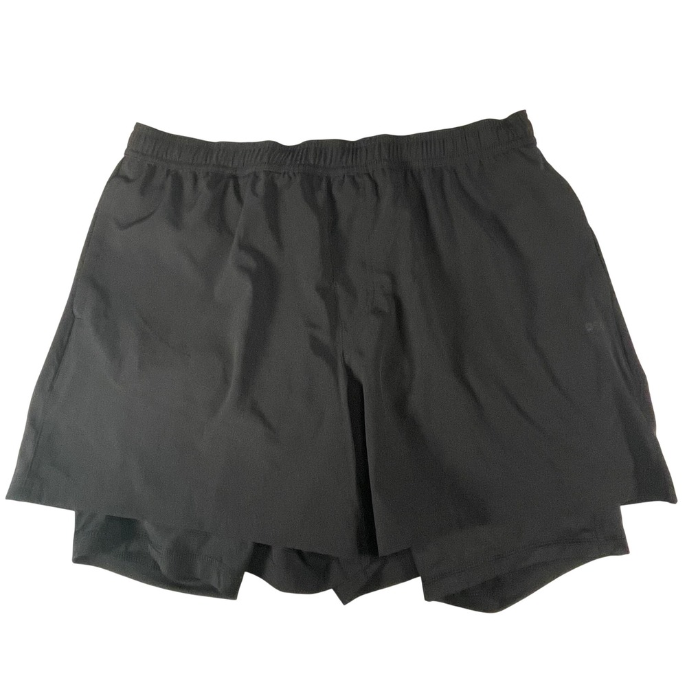 DSG Agility 2-in-1 Running Shorts Mens Large Black Built-in Liner Zip Pocket NWT